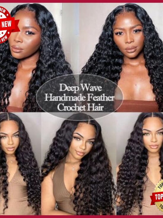 Deep Wave Crochet Human Hair Extensions 14in 60g Pre-Separated Feather Line main image 6